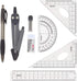 Honbay 8PCS Math Geometry Kit Set for Student, Engineering Drawing - Compass, Mechanical Pencil, Rulers, Protractor