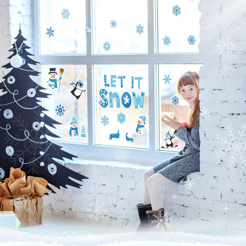 Pasimy 25 Pcs Winter Bulletin Board Set, Christmas Classroom Decorations Snowflake Penguins Snowman Paper Cutouts.