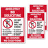 SmartSign No Soliciting Stickers, Pack of 3, One 3.75"x5.5" & Two 2.75"x4", No Excuses No Exceptions, Made in USA
