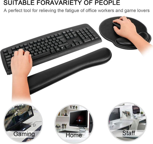 RICHEN Ergonomic PU Leather Keyboard Wrist Rest and Mouse Pad Set with Memory Foam for Computer/Laptop, Comfortable