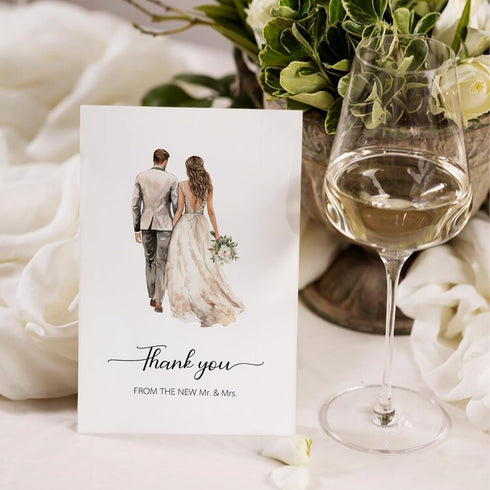 50 Pack 10 4x6In Wedding Thank You Cards with Envelope, Designs Notes Bulk Wedding Gift Card, Mr & Mrs Thank You Cards