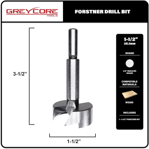 Tools 1-1/2 Inch x 3-1/2 Inch Forstner Drill Bit, High Speed Steel for Woodworking - Hardwood, Softwood and Plywood (1-1/2 Forstner)