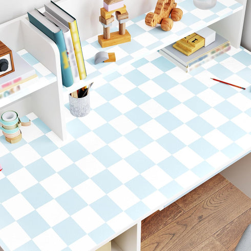 17.5"x314" Countertops Blue and White Checkered Wallpaper Pee SND Stick Self Adhesive Plaid Contact Paper Gingham