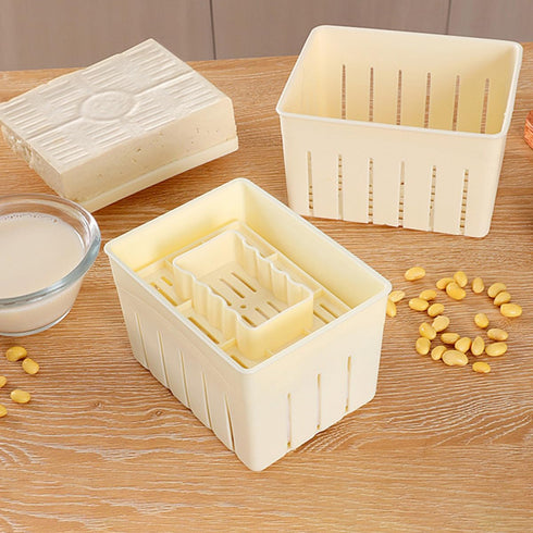 SHINEOFI Set Tofu Pressing Tool and Bean Curd Mold DIY Homemade Soybean Curd Maker with Tofu Press Container