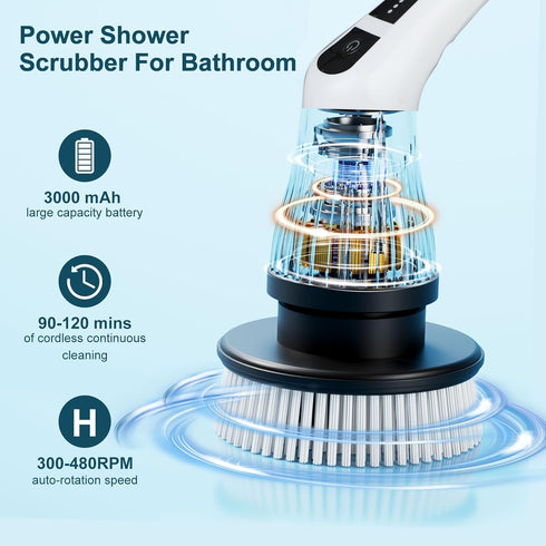 soarup90000 7 Handle,7 1 Electric Spin Scrubber with Replaceable Brush HeadShower Scrubber with Long in Cordless