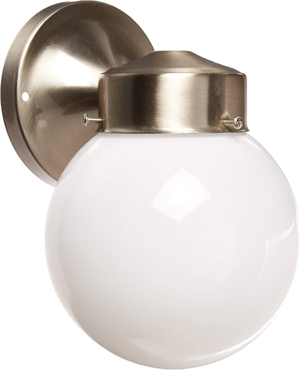 Nuvo SF76/705 Porch Wall Fixture with Globe, Brushed Nickel, Polished Brass