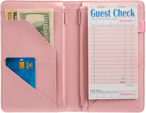 2 Pink Server Book, Server Books for Waitress, Waitress Book with Zipper Pocket, Cute Server Book, Server Note Pads