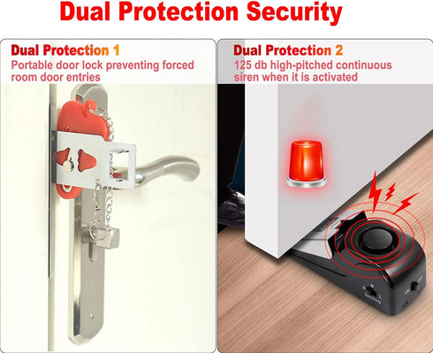 MBBEST Portable Door Lock & Alarm, Dual Protection Security Devices for Hotel Travel Home Apartment, Red/Black