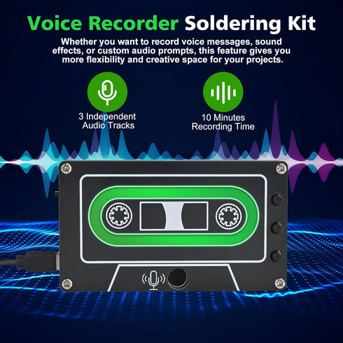 10 Minutes Sound Recorder Soldering Project, ICSTATION DIY Audio Voice Recorder Learning Kit With LED Flashing Lights
