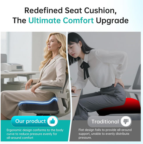 EESHONZ Seat Cushion, Extra Large Memory Foam Seat Cushion for Office Chair, Car Seat, Airplane, Relieving Hip