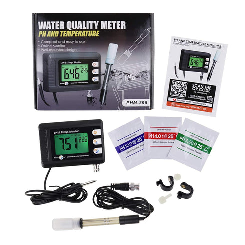 Digital Combo pH & Temperature Meter, Aquarium Thermometer with Automatic Calibration for Fish Tank & Hydroponics