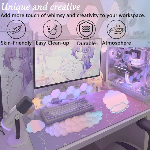 Set Cloud Keyboard Wrist Rest Mouse Pad with Wrist Rest for Computer Keyboard and Mouse Pad Memory Foam Cute Ergonomic