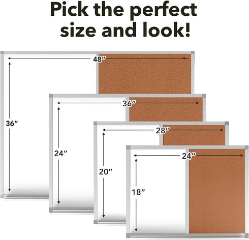 Besso Cork Board & White Board for Wall (18 x 24") Magnetic Bulletin Board for Home or Office, Wall Mounted Combo
