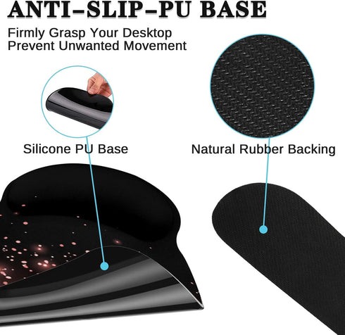 Britimes Set 4in1 35.4x15.7 inches Rose Gold Pink Keyboard Mouse Pad Black Golden Large Mousepad+Keyboard Wrist