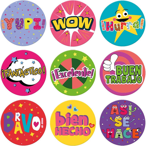 Sweetzer & Orange Spanish Stickers for Teachers and Parents, 1008 Reward Labels, 9 Assorted Designs, 1 Inch