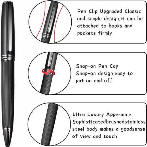 Ballpoint Pen, Essential Business Nice Pens, Metal Smooth Writing Stylish Design, Luxury Gift Case for Men