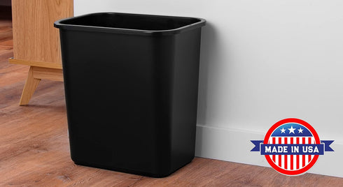 United Solutions 13 Quart / 3.25 Gallon Space-Efficient Trash Wastebasket, Fits Under Desk, Easy to Clean, Black