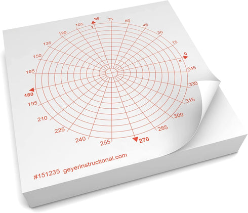 Polar Circle Graphing Post-It Notes - 4 Packs of 100 Sheets, 400 Sheets Total