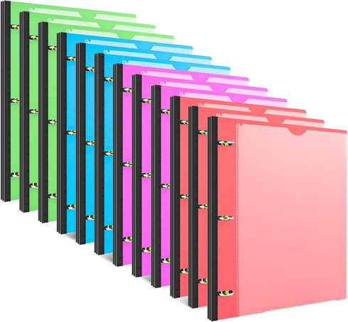 INFUN Telescoping 3 Ring Binder - 12 PCS, Flexible Round Binder with Customizable Front Cover and Clear Catalog Pocket,
