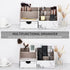 KINGFOM Pu Leather Desk Organizer - Pen Pencil Holder with 6 Compartments and Drawer, Gray Marble