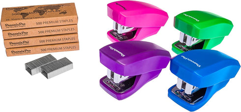 Desk Accessories - Aria Premium Mini Stapler Set, Built-in Staple Removers, 2000 Standard Staples Included, Set of 4