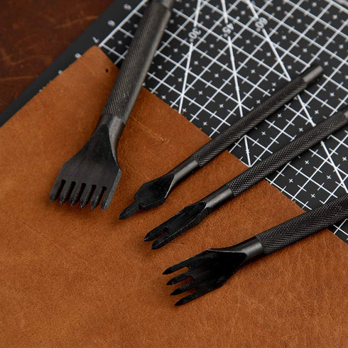 4 Pcs Leather Prong Punch Tool Set, Leather Craft Hole Punches 1/2/4/6 for Stitching Punch Tool (3mm)