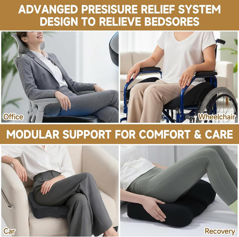 Drounphi Tailbone Split-Design Bed Sore Pillow Coccyx Cushion - T-Shaped Pressure Relief Pillow for Pain, Hemorrhoids
