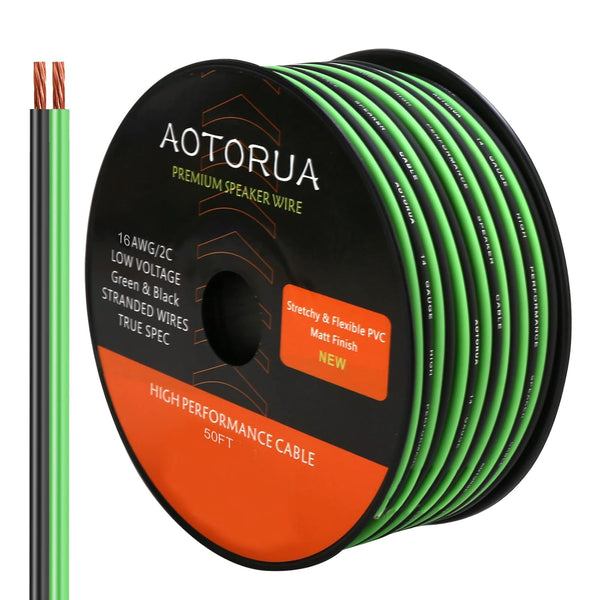 50FT 16/2 Gauge Power Ground Cable, 16 AWG Stranded Flexible Wire for Automotive, Battery Cable