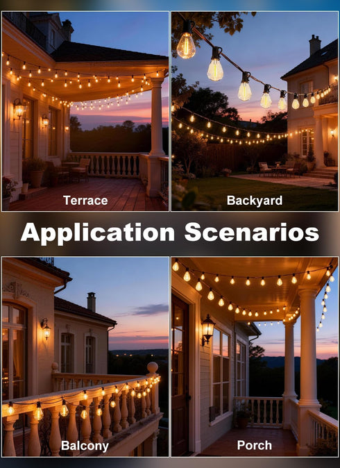 Gyecahz 100FT 36+1 S11 Bulbs, Outdoor String Lights Waterproof, Shatterproof LED Extra Long Patio Lights for Outside