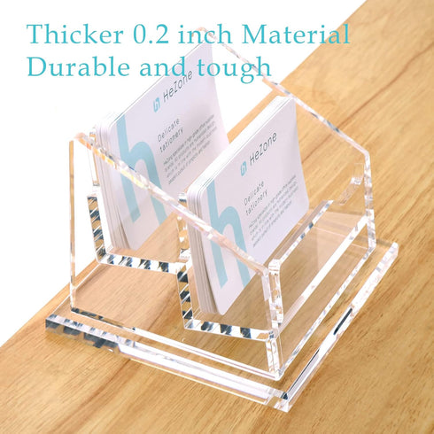 Business Card Holder for Desk Display - Clear Acrylic Office Supplies, 2 Slot Organizer Stand, 1 Pack
