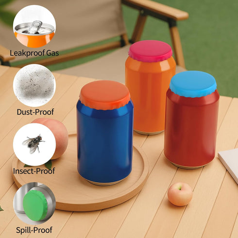 Creztail 6 Pack Soda Can Lids Reusable Silicone Can Covers, Pop Can Lids Fits Standard Cans, Soda Can Saver, Can