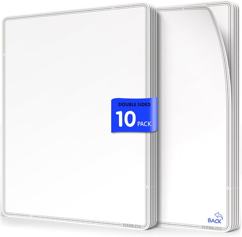 SCRIBBLEDO Small White Board Dry Erase Sheets, 9”x12” for Kids Teacher Class Manipulatives, 10 Sheets