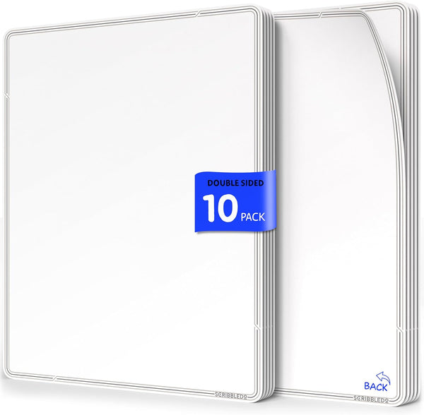 SCRIBBLEDO Small White Board Dry Erase Sheets, 9”x12” for Kids Teacher Class Manipulatives, 10 Sheets