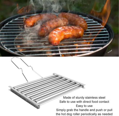 5 Stainless Steel Hot Dog, Non-Stick Surface with Sausage Capacity for BBQ, Camping, Tailgating, and Home Use, Mirror