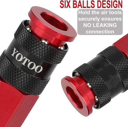 YOTOO 15 Pcs Universal Air Coupler and Industrial Plug Kit, Durable Aluminum Quick Connect Fittings for Air Tools