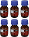 PATIKIL 6 Pack Reagent Media Storage Bottles, 50ml Borosilicate Glass with GL32 Blue Screw Cap