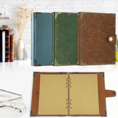 SEEHAN A5 Journal Vintage Binder Notebook, 200 Pages, PU Leather Blank Journal Sketchbook for Writing