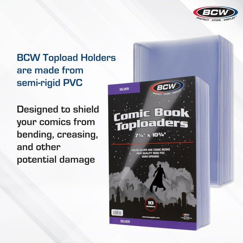 BCW Silver Age Comic Book Top Loaders 20 ct - Crystal Clear PVC, Protects Comics, Rigid Design, Double Pack