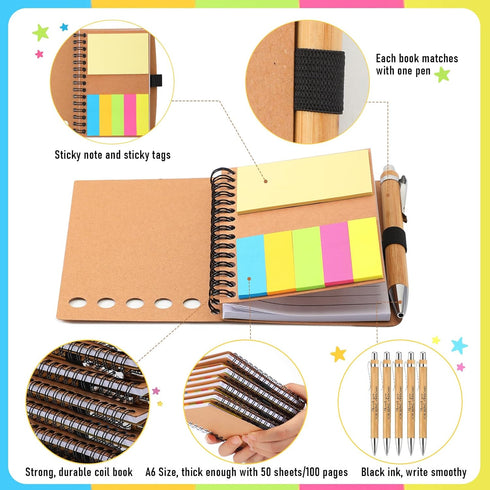 Chuangdi 20 Sets Employee Appreciation Thank You Gifts - Inspirational Spiral Notebook and Bamboo Pen