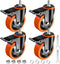 Heavy Duty 3 Inch Stem Caster, 1/2"-13 x 1" Safety Locking Caster Set of 4 for Industrial Cart and Furniture