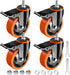 Heavy Duty 3 Inch Stem Caster, 1/2"-13 x 1" Safety Locking Caster Set of 4 for Industrial Cart and Furniture