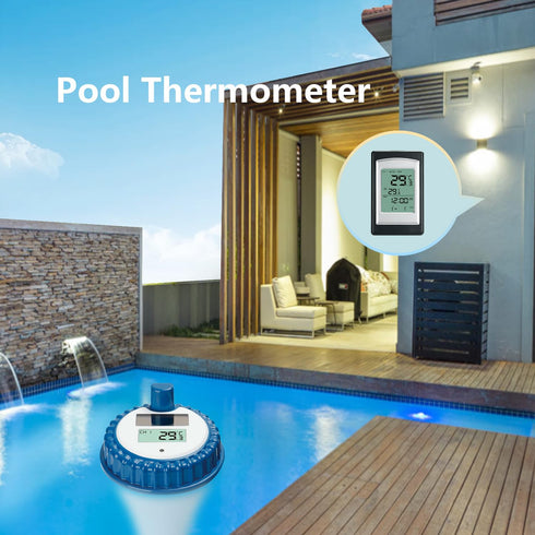 wscodyr Pool Wireless Digital Thermometer, Outdoor Solar Pool Thermometer, Floating and Easy to Read, Suitable