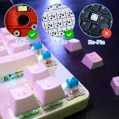 Exircy 50 3 PCS Blue Mechanical Keyboard Switches, Pin Blue Clicky Switches with Switch Puller Waterproof Keyboard