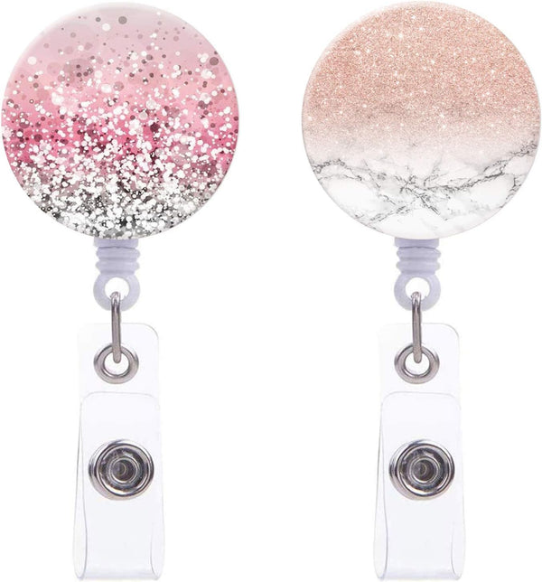 Badge Reel, Nurse Retractable Reel Holder with Alligator Clip, Pretty Pink