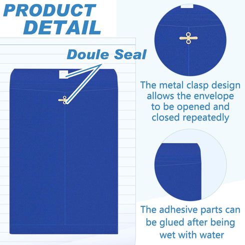 Geyee 100 Pcs Clasp Envelopes, Manilla Gummed Mailing Envelopes for Home Office, Dark Blue, 6 x 9 Inch