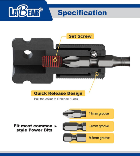 LABEAR Impact Wrench Adapter, 3/8" Drive Female to 1/4" Hex Converter, Quick Release Chuck for Impact Drill