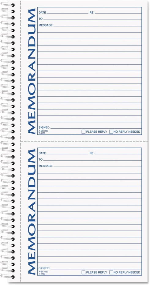 TOPS Memorandum Forms Book, 2-Part, Carbonless, 100 Sets per Book