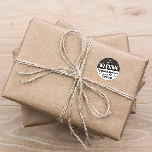 Black and White Adorable Warning Extreme Happiness Labels / 500 Cute Small Business Package Stickers / 1.5" Labels for