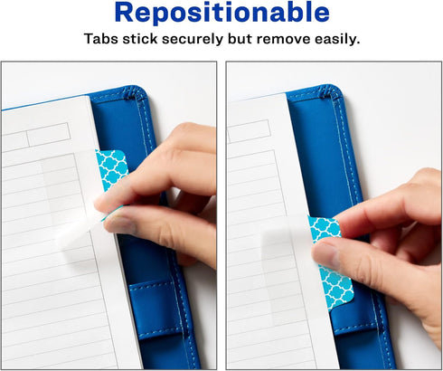 Avery Multiuse Ultra Tabs, 2" x 1.5", 24 Repositionable Tabs, Assorted Designs, 2-Side Writable