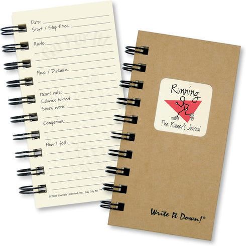 Write it Down Series by Journals Unlimited, Guided Journal, The Runner's Journal, Mini-Size 3”x5.5”, Kraft Hard Cover